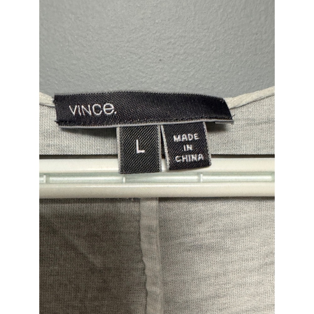 Vince Women Heather Grey V Neck Viscose Tank Top Size Large Minimalist Soft - Picture 2 of 7